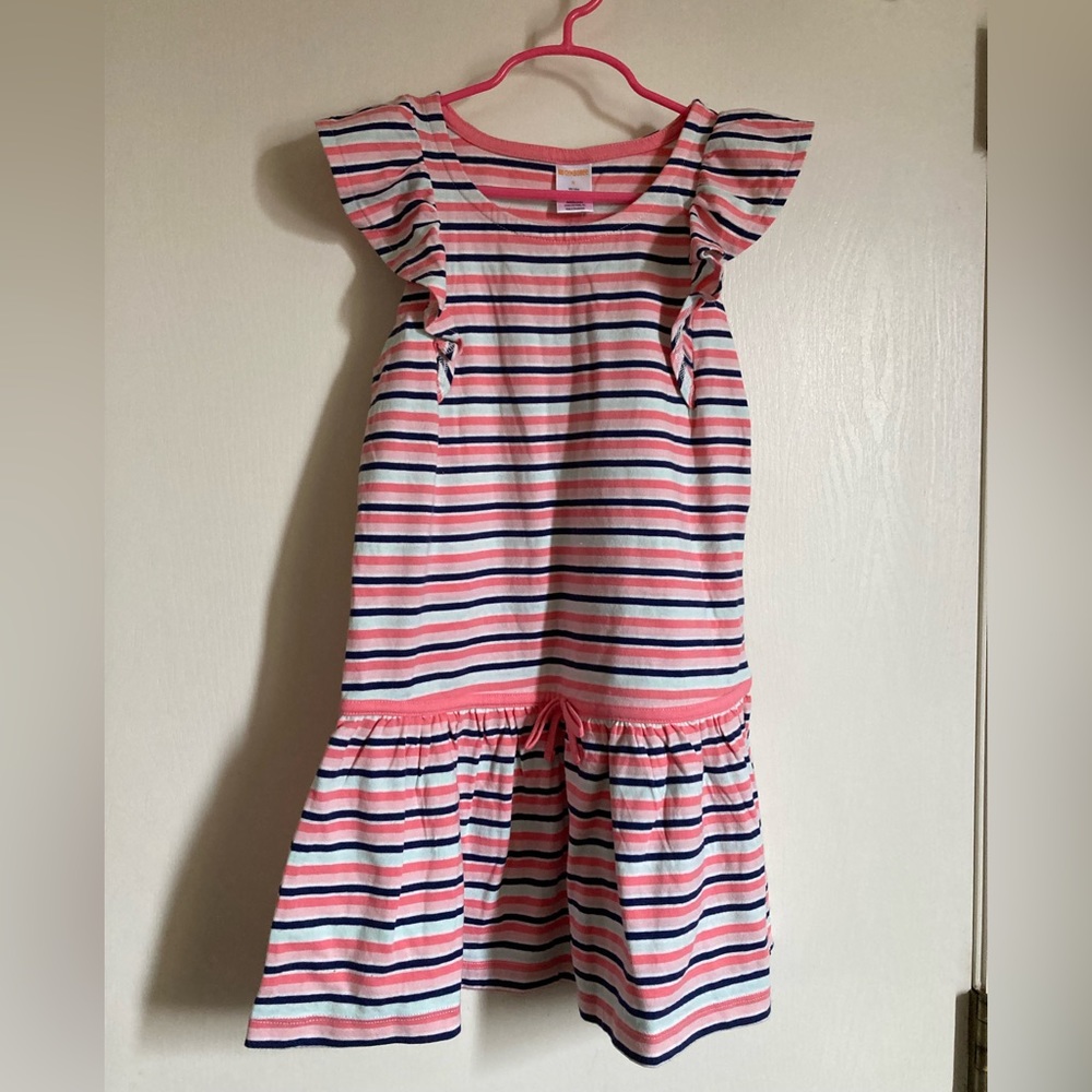 *Gymboree New Coral Orange Striped Peplum Hem Dress C143